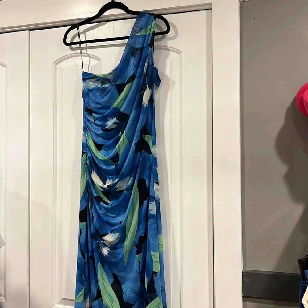 H&M new women’s One-shoulder Mesh Dress large tropical‎ flattering vacation - Image 4