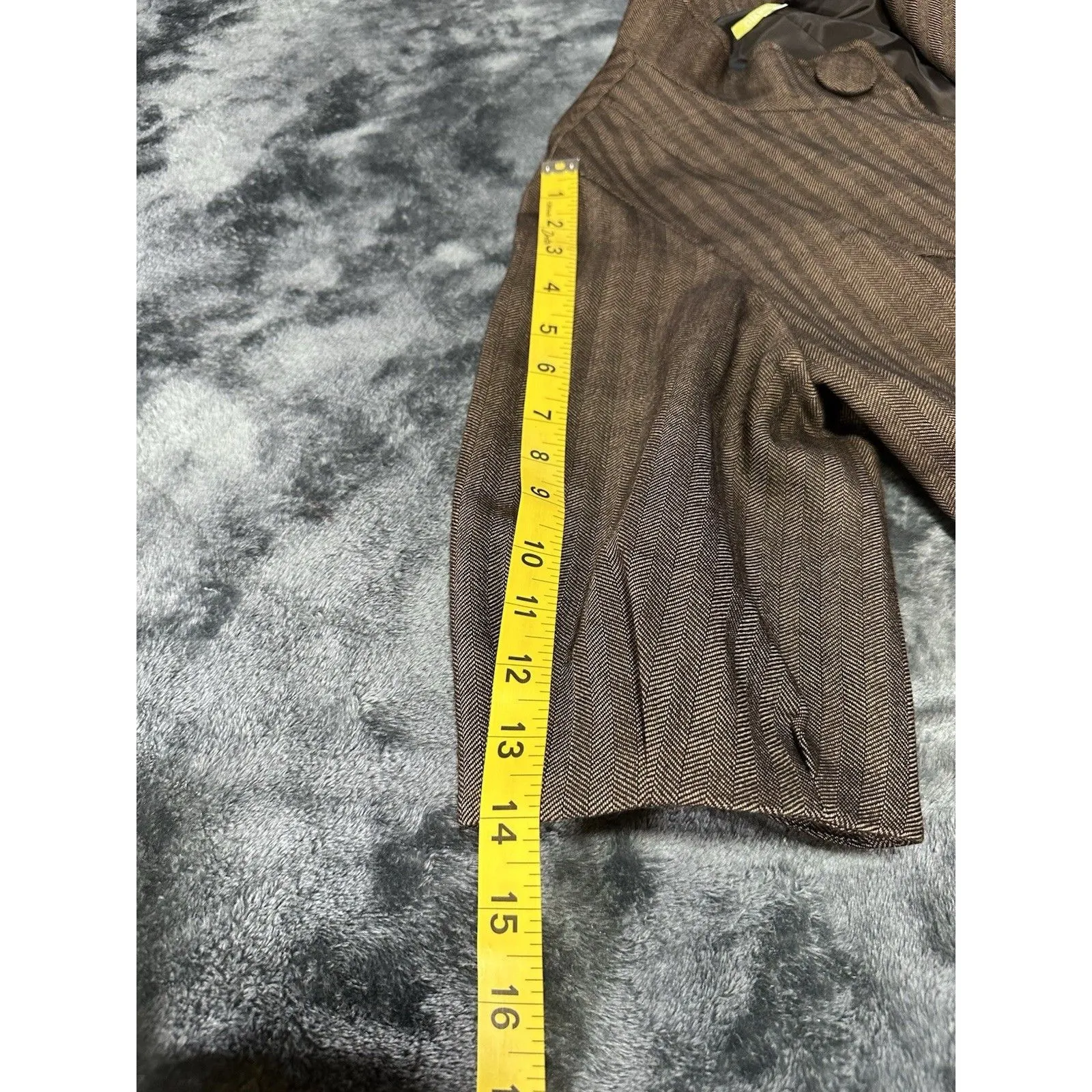 GIANNI BINI Brown Tweed Wool Blend Elbow Sleeve Jacket Size M - Image 13