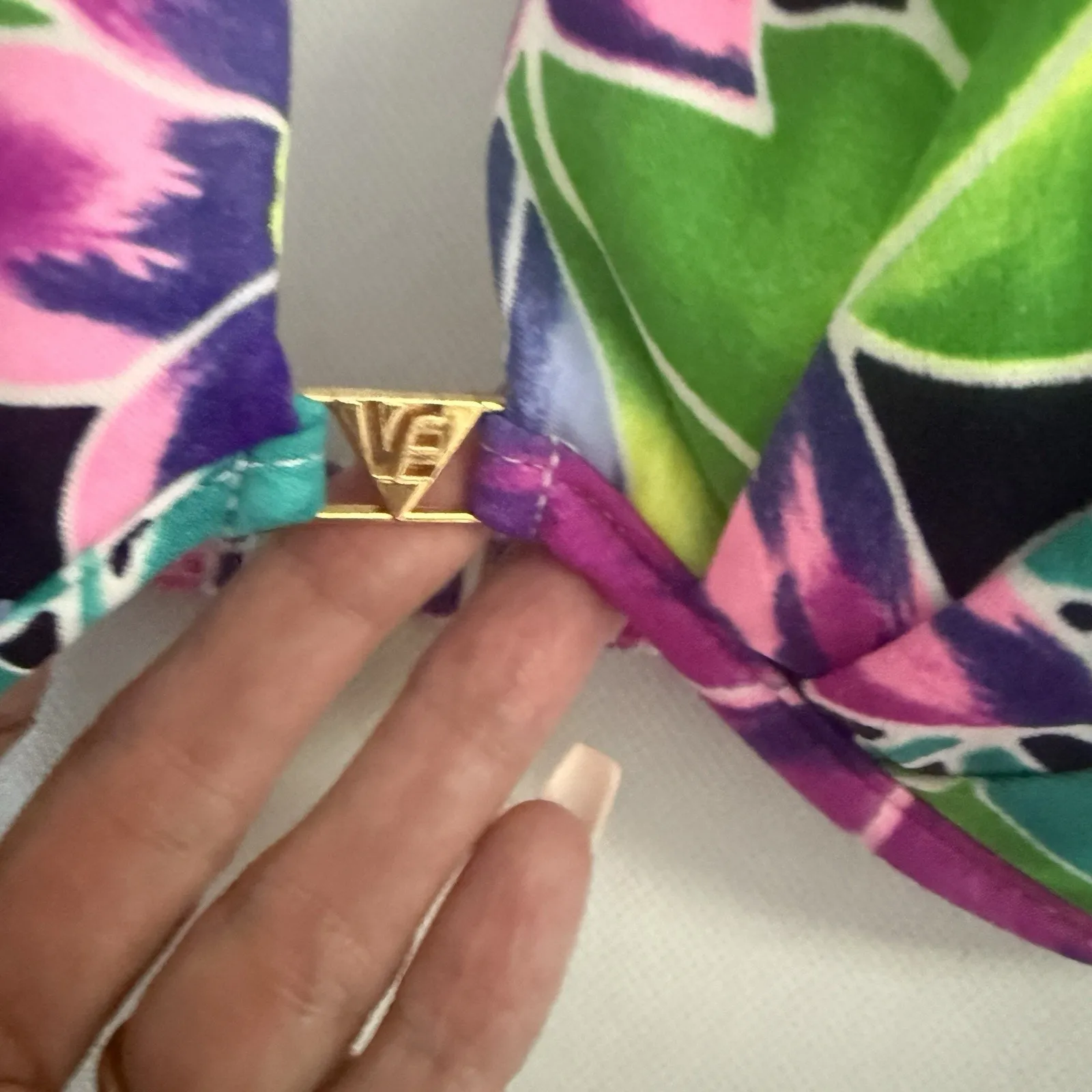 NWT Vintage Venus Flower Leaves Tropical USA Padded Bikini Top 80’s 90’s Sz DD - Image 3