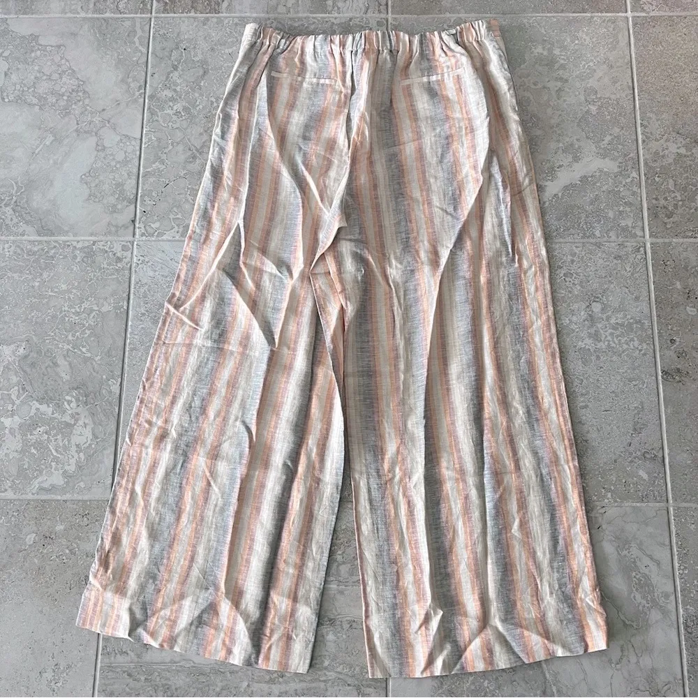 Lafayette 148 New York Linen Striped Wide Leg Pants, Sedona Multi New w/Tag $498 - Image 3