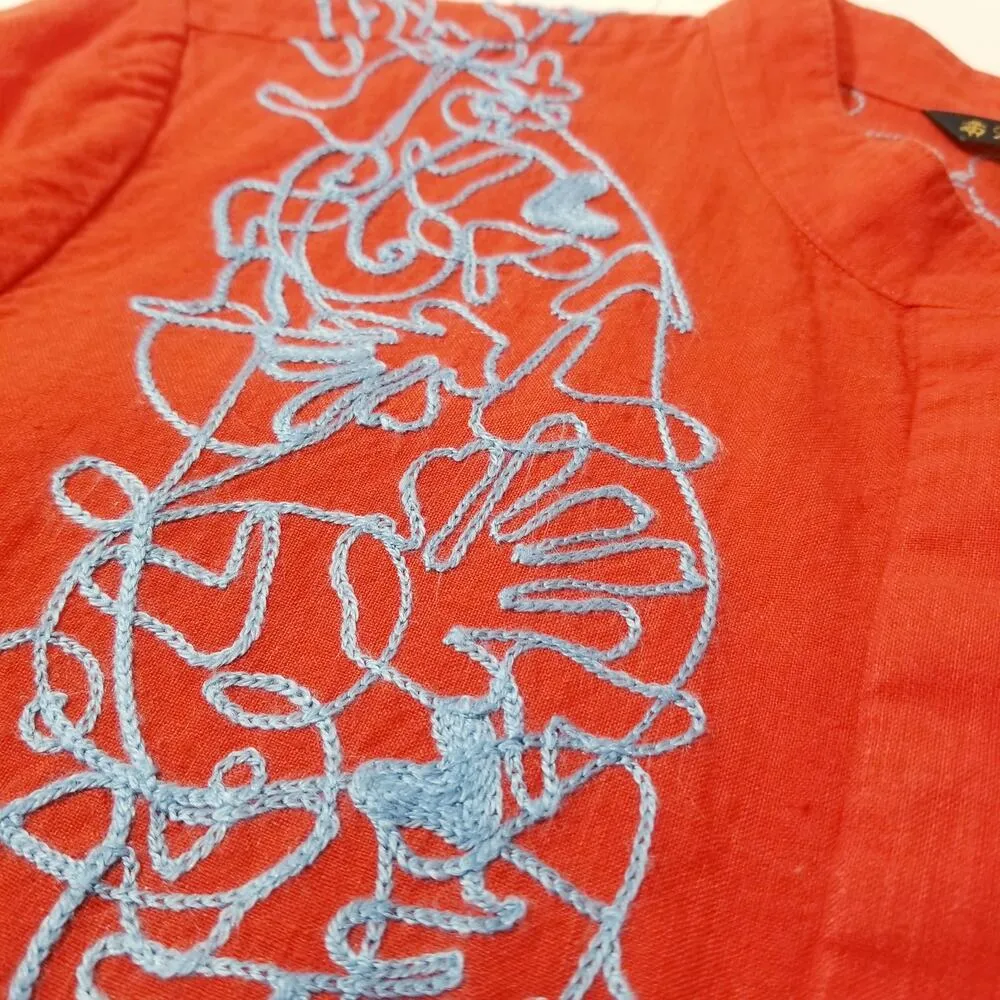 Brooks Brothers Embroidered Linen Tunic Blouse Lagenlook Summer - Image 5