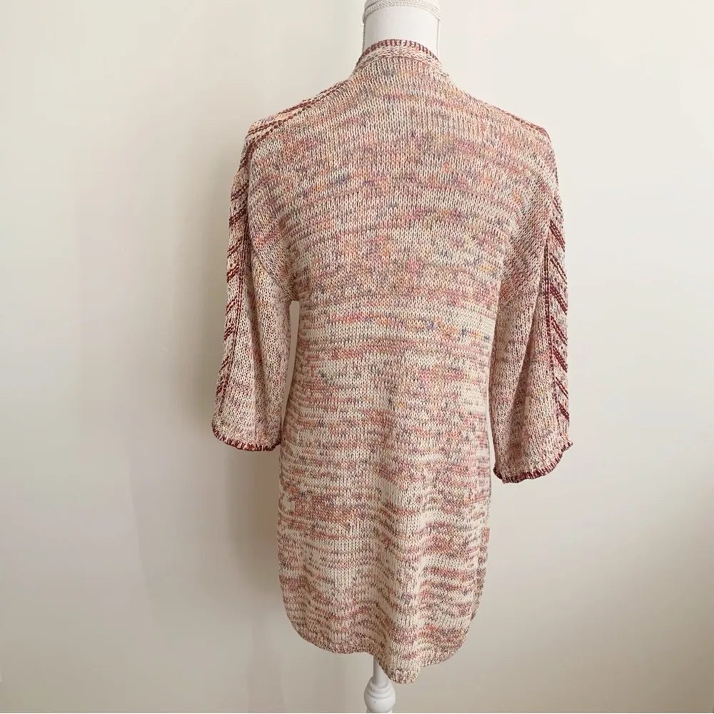 Multicolor Marled 1/2 Sleeve Open Cardigan Size L - Image 8