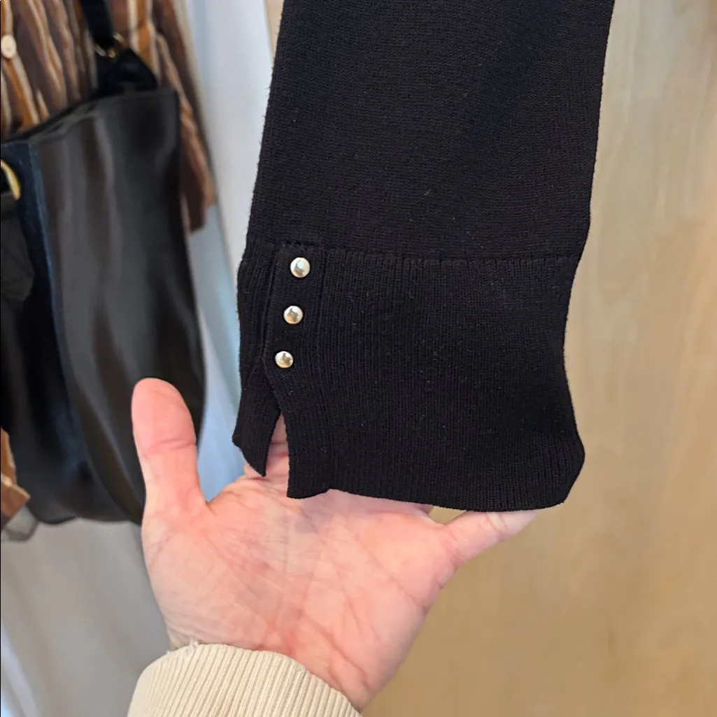 WHBM Sweater Black Turtleneck Silver Detail Size Medium - Image 4