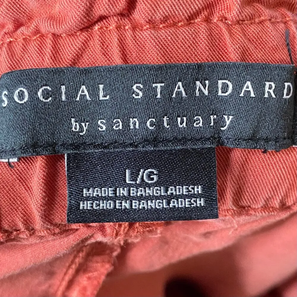 SOCIAL STANDARD BY SANCTUARY Tencel Relaxed Fit Pull On Pants Rust Red Large - Image 5