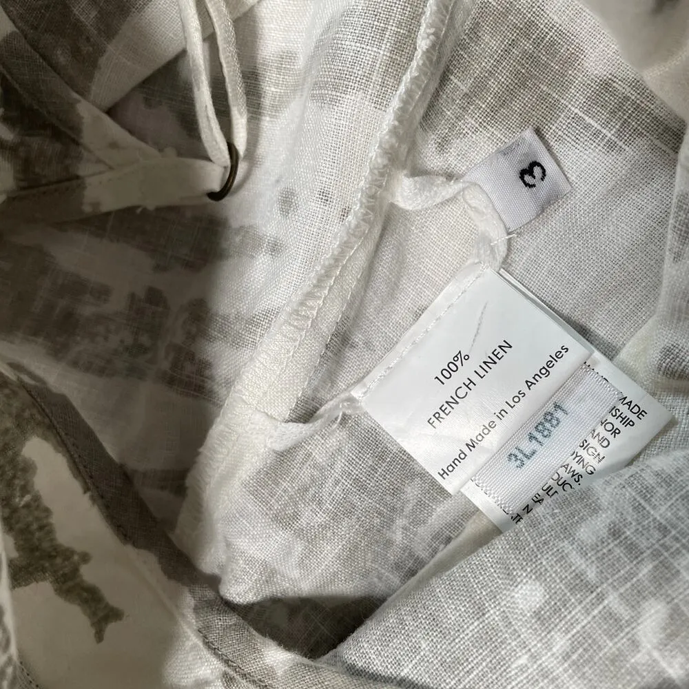 Enza Costa Jumpsuit Womens Large 3 Grey French Linen Drawstring Resort Vacation Gray - Image 4