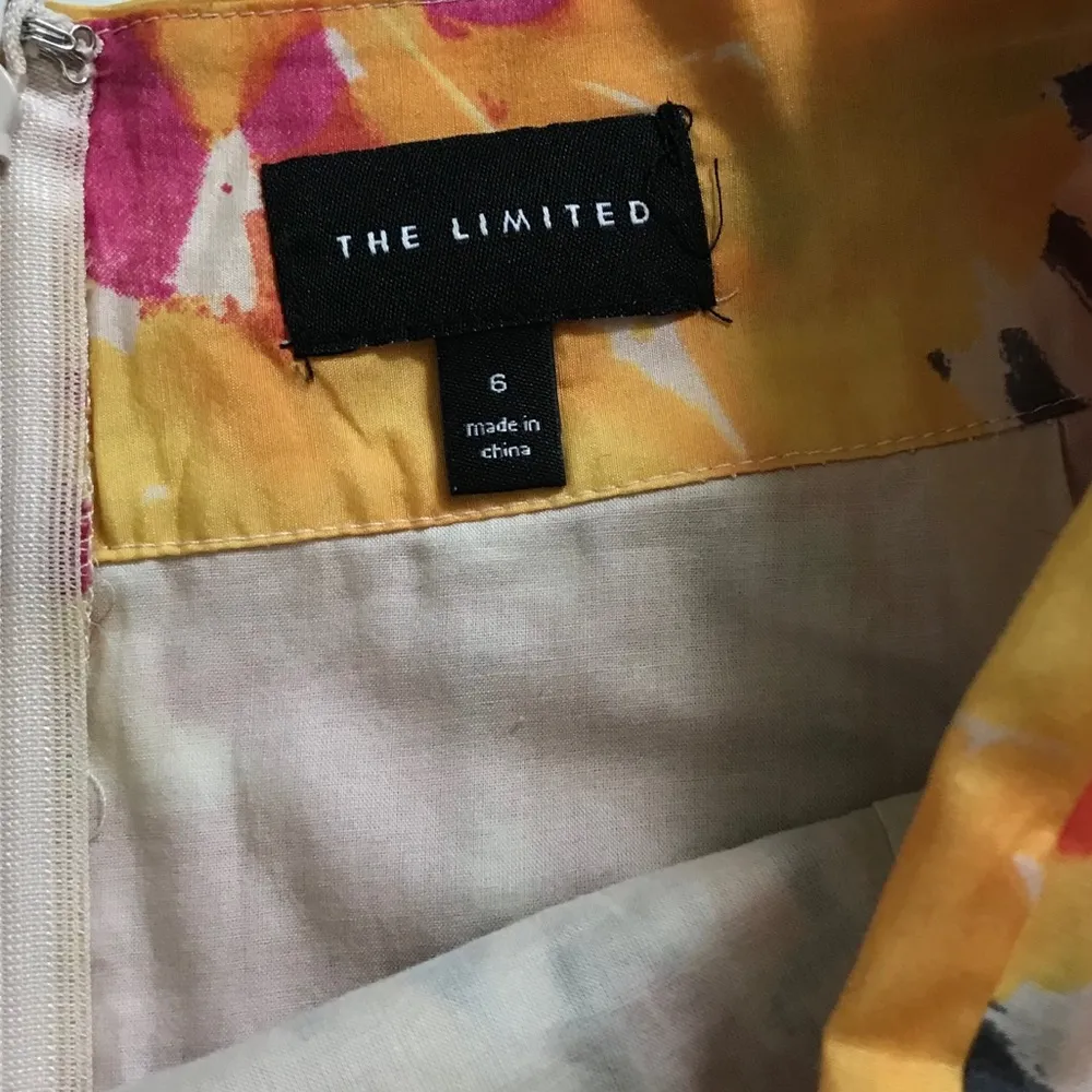 Vintage The Limited Pink Yellow Floral Silk Cotton Pleated A Line Skirt Sz 6 - Image 7