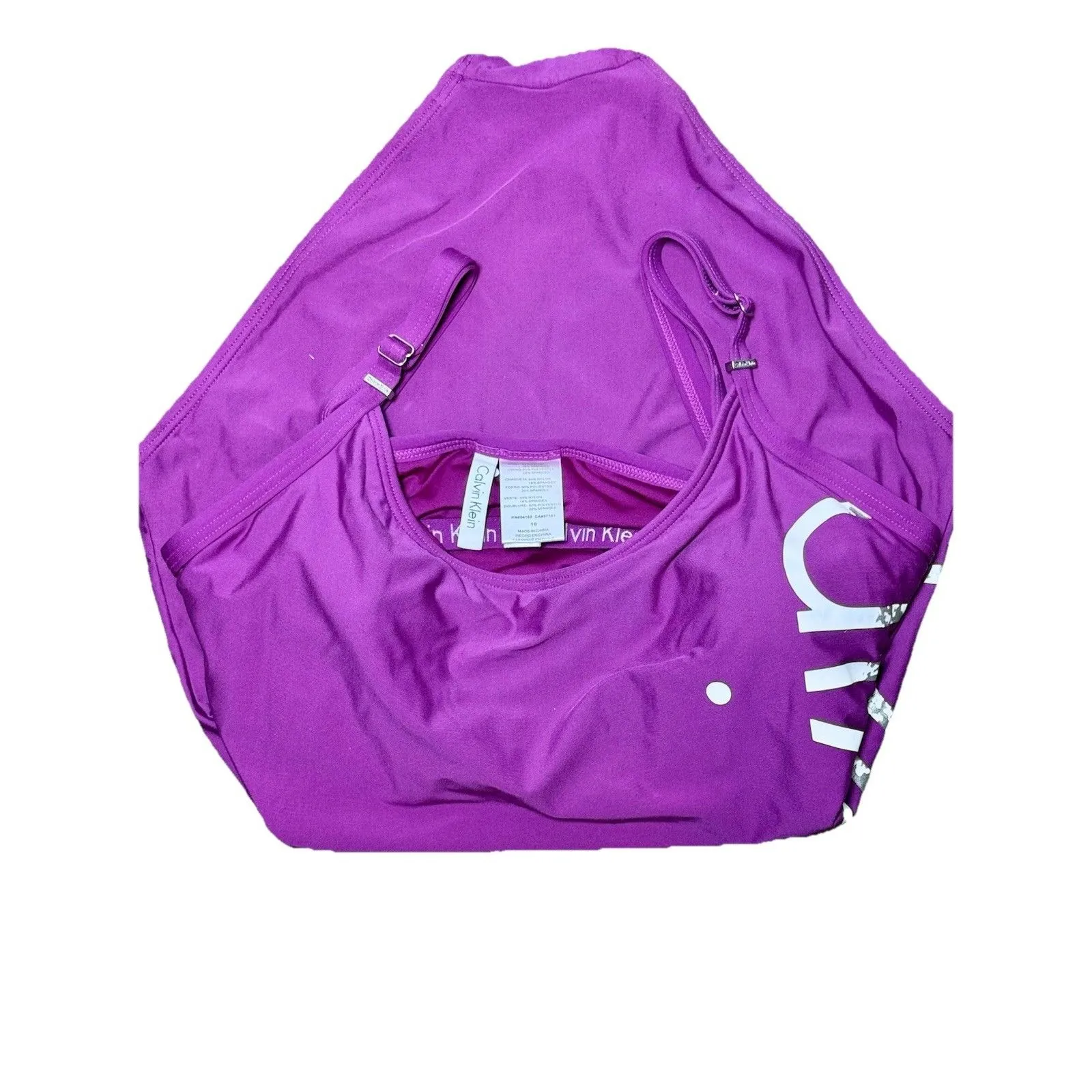 Calvin Klein Purple One Piece Swimsuit Logo Strap, Padded Women’s Size 10 - Image 5