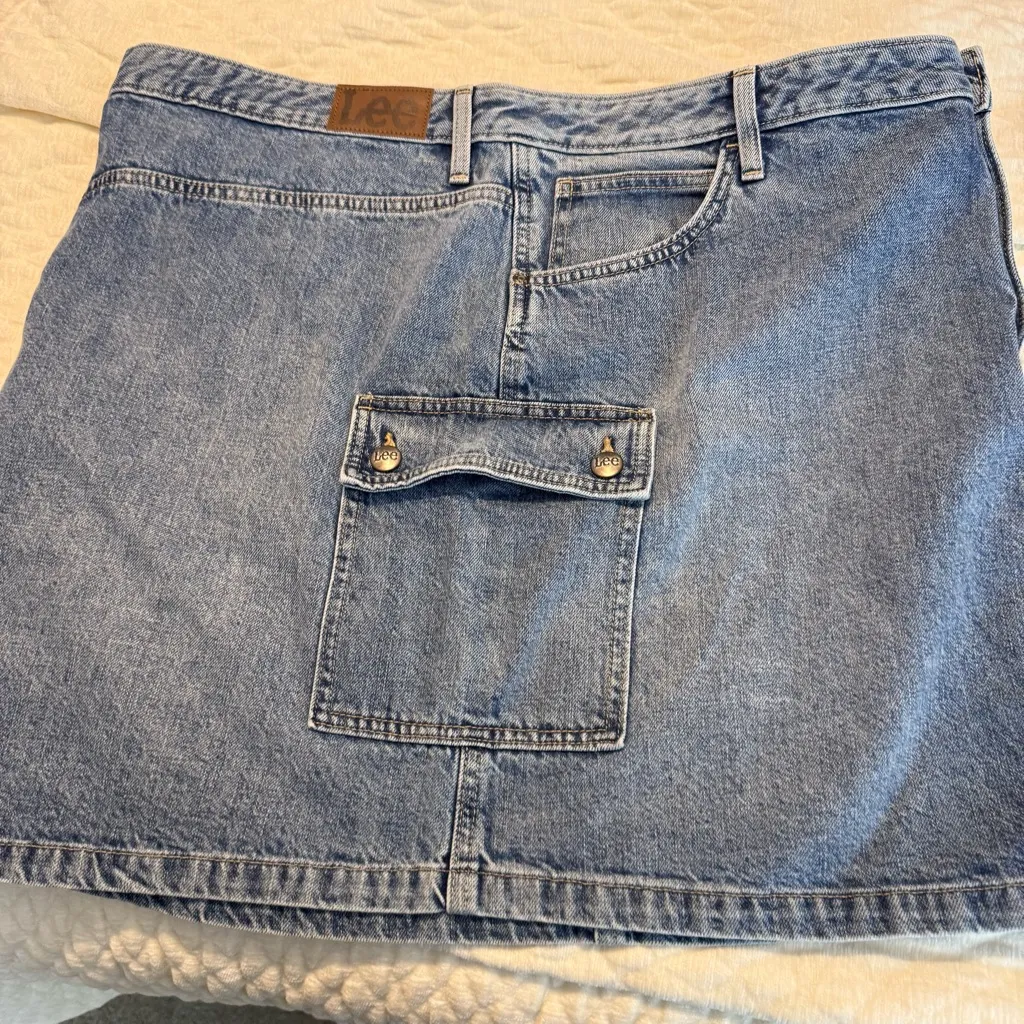 NEW Lee Denim Cargo Skirt Mid Rise Women’s Size 18 Cotton - Image 6