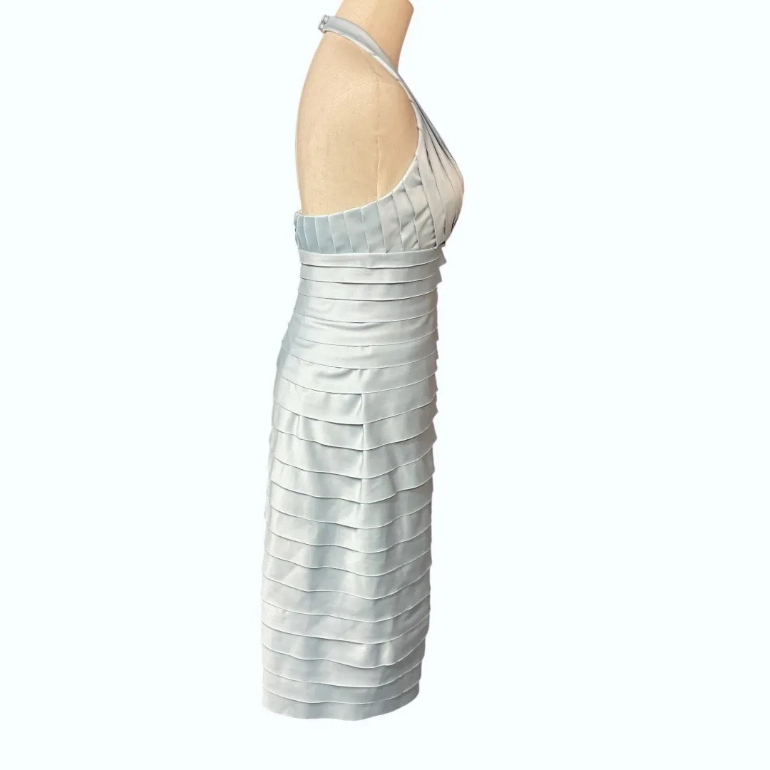 Lord & Taylor J.S. Collection Tiered Layer Halter Midi Dress Light Blue Sz 4 NWT - Image 8
