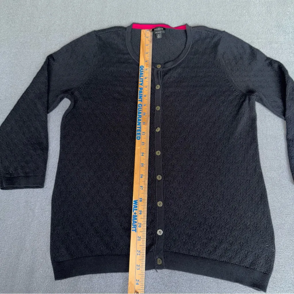 Talbots Women's Black Button-Up Sweater Pima cotton size medium Cottagecore‎ - Image 9