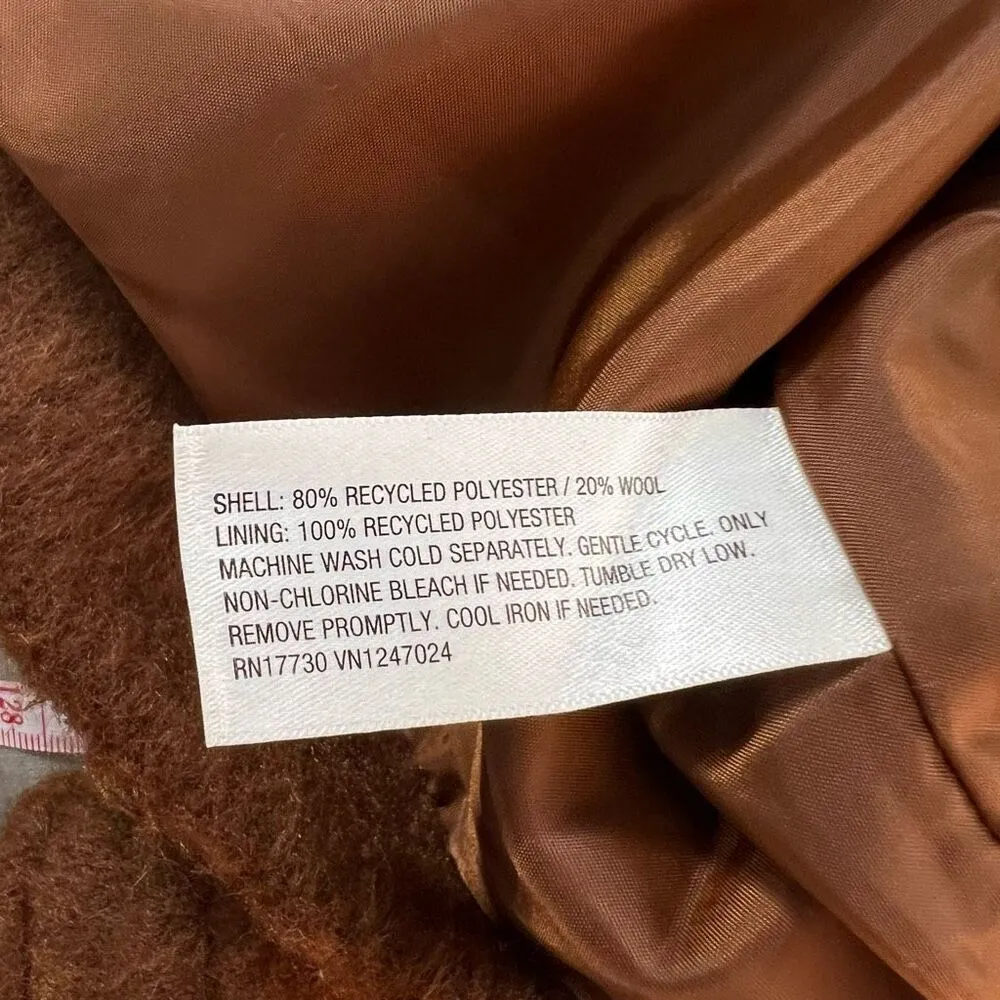 A New Day  Brown Two Button Spread Collar Lined Furry Jacket Size Small - Image 9