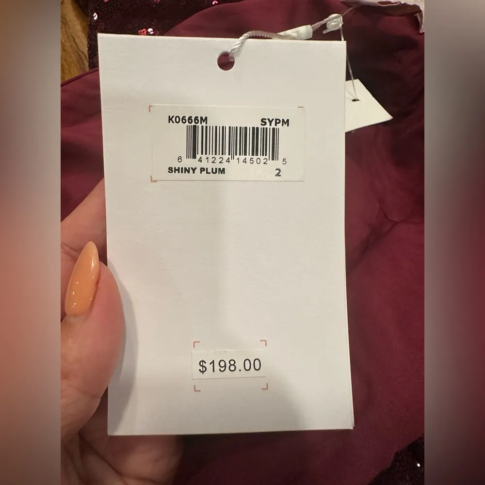 NWT Gal Meets Glam Red Plum Sequin Casey Jumpsuit Cropped  Ruffle SHOULDER - Image 6