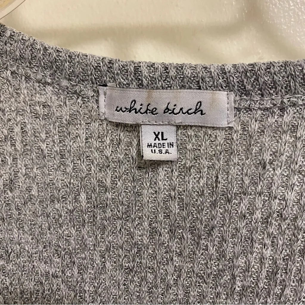 White Birch Womens Gray Cardigan Sweater XL Button Up Varsity Striped Sleeves - Image 2