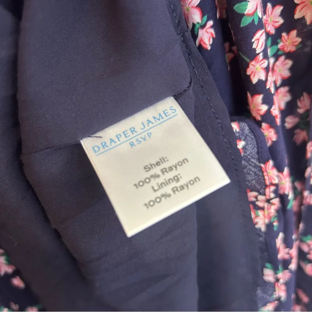 Draper James Blue/Pink Floral Ruffle Cap Sleeve Wrap Dress Size XS - Image 10