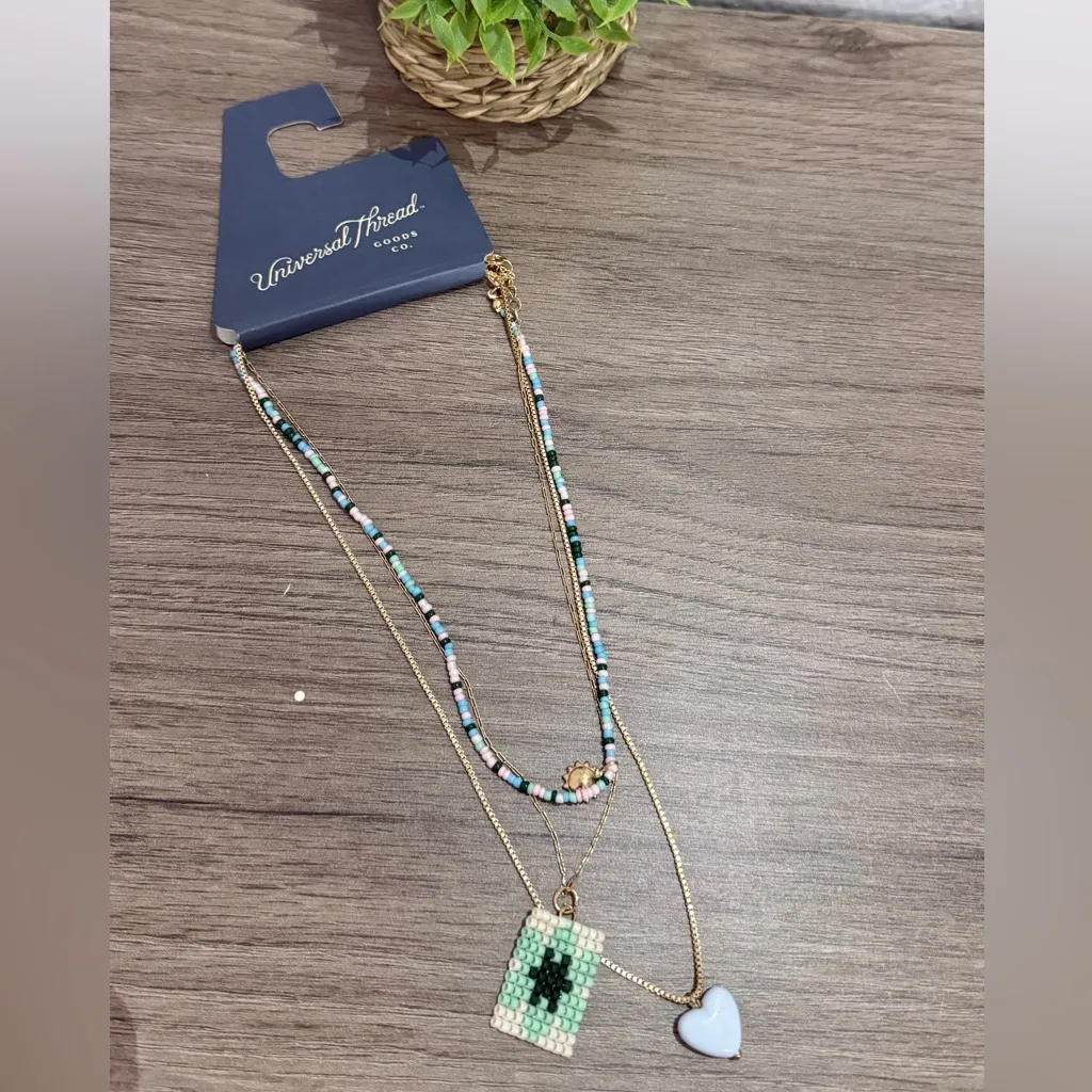 Universal Threads Universal Thread Gold and Multicolor Beaded Necklace - Image 3