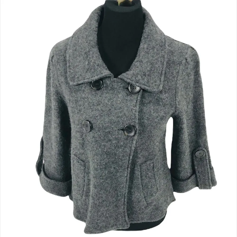 Coupe Collection Wool Cape Coat Gray Size Medium - Image 7
