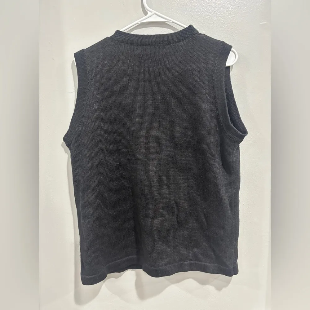 Victoria Jones Vest Black Multi Christmas Floral Embroidered Design Buttons LP Size undefined - Image 4