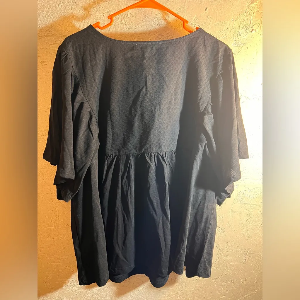 Knox Rose NWT Black Blouse with Pink Embroidery plus 2x - Image 6