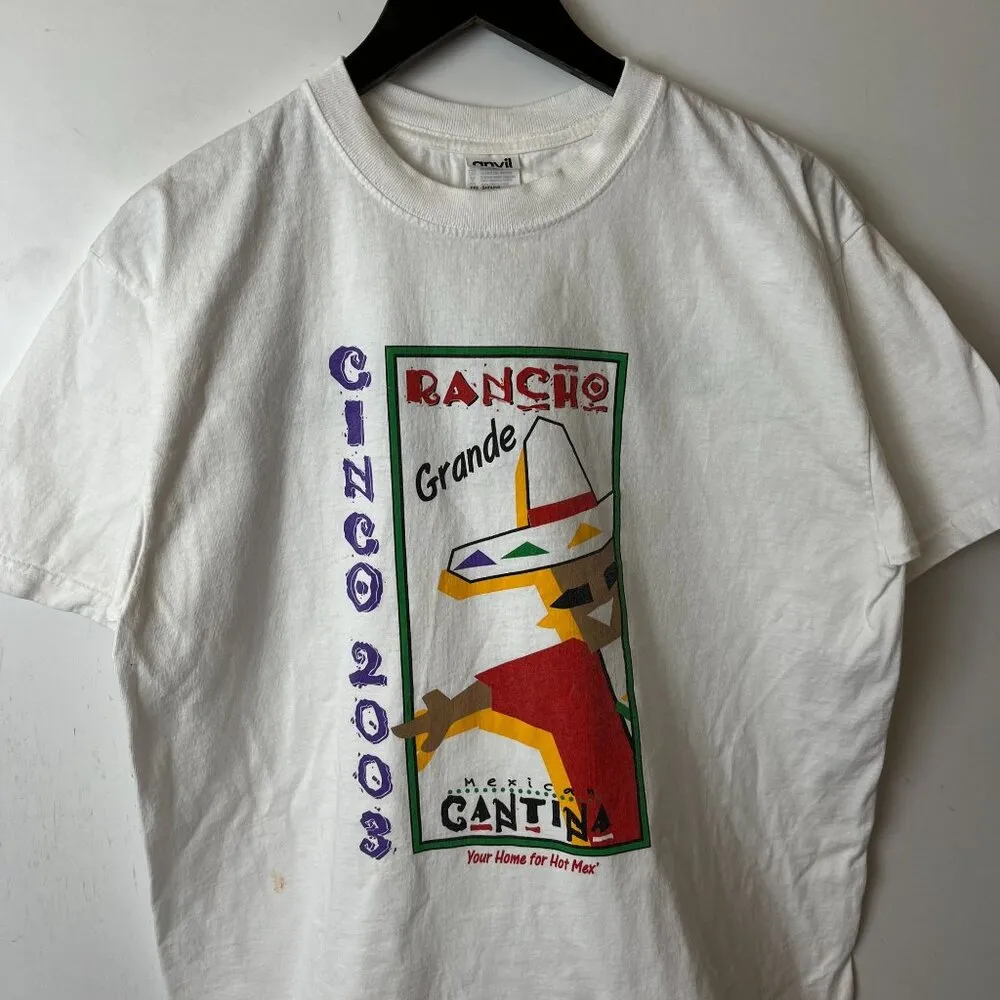 2003 Mexican Cantina T Shirt Vintage Y2K Medium M White Graphic Tee - Image 5