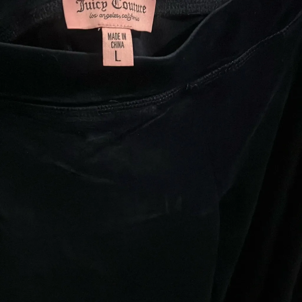 Juicy Couture Black Velour Tracksuit sweat suit sets velvet crystal embroidery - Image 3