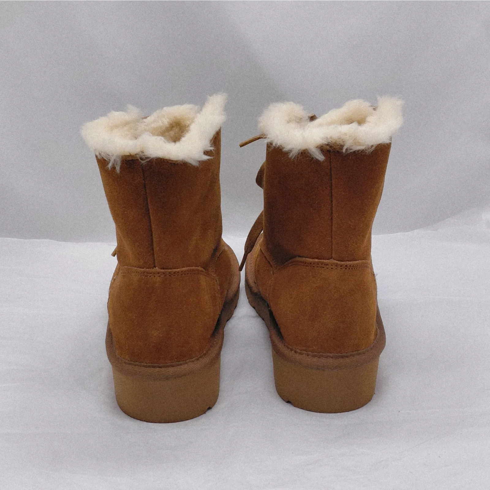 Style & Co Womens 9 Genuine Suede Leather Boots Brown Fur Lined Lace Up Cozy NIB - Image 7