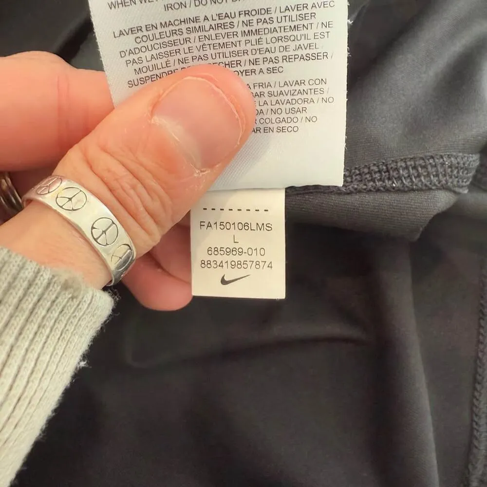 Nike  Pro Dri Fit Black Neon Yellow Zip Pullover Long Sleeve Mesh Women's Large - Image 9