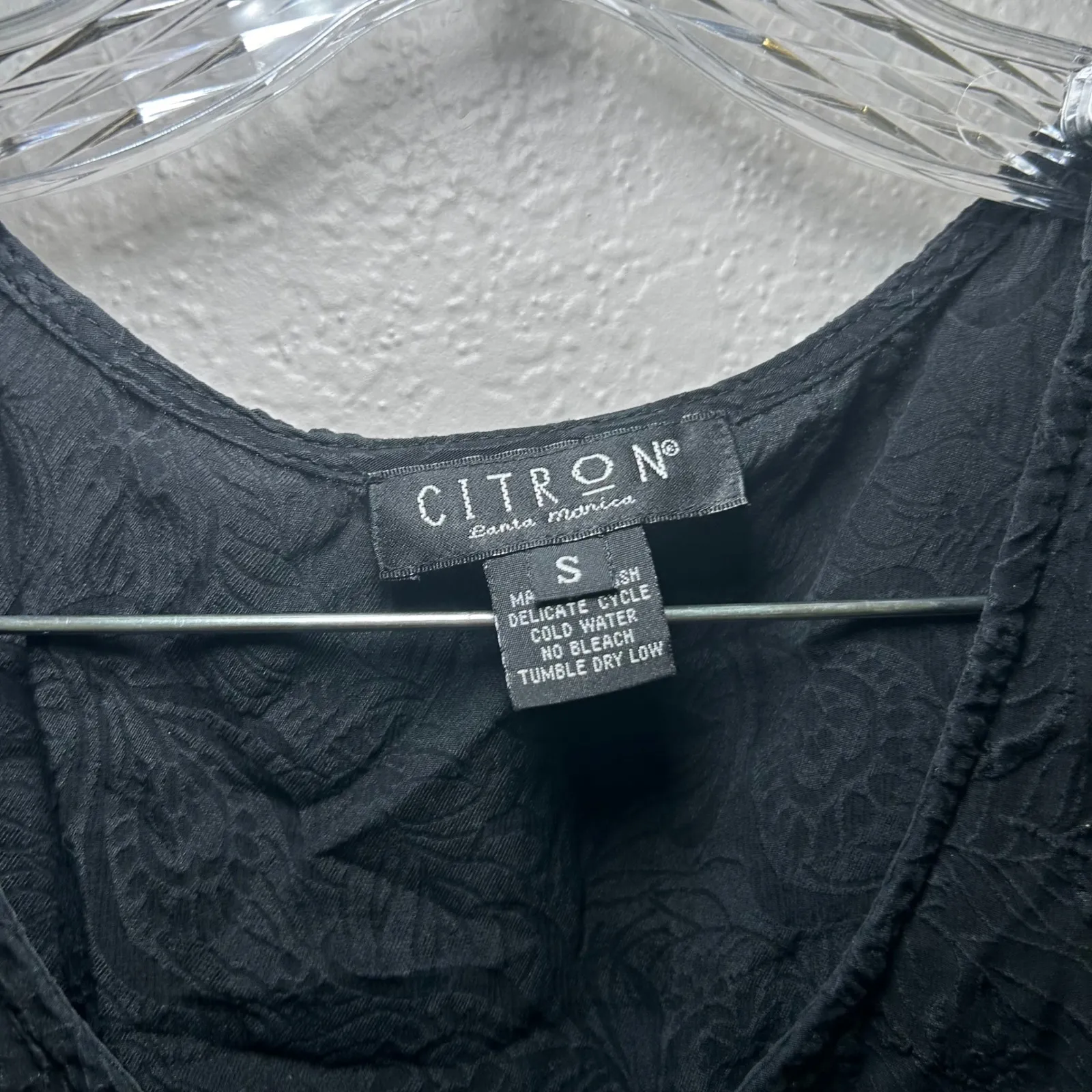 Citron Santa Monica Black Silk Tank Top Sleeveless Paisley Classic Lined Blouse - Image 3