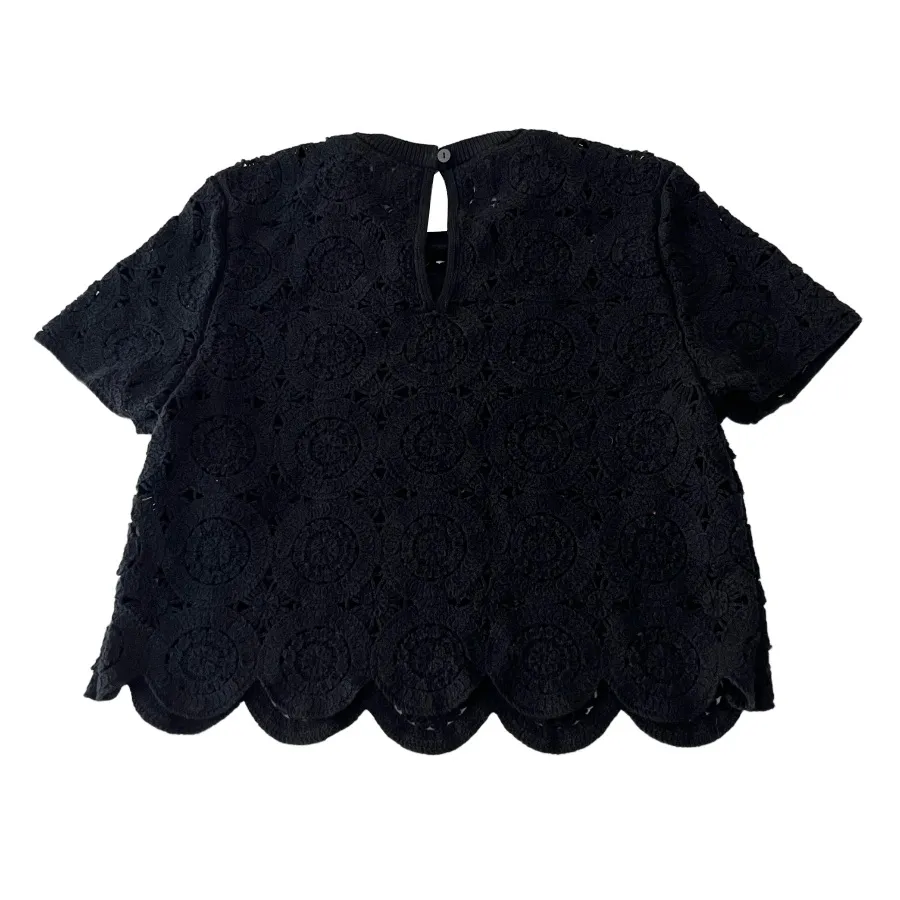 Abercrombie & Fitch Black Crochet style Knit shirt Sleeved Top - Image 2
