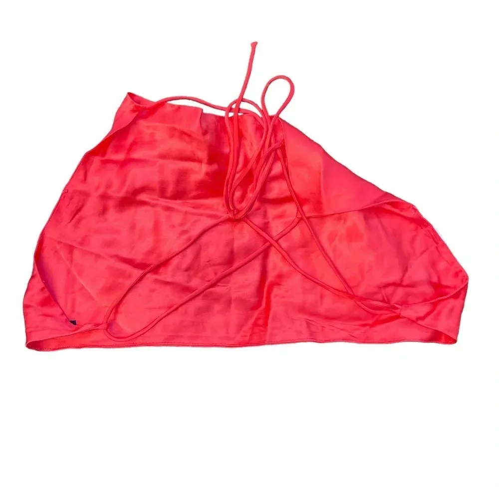 ZARA ORANGE SATIN TIE BACK CROPPED BLOUSE - Image 5