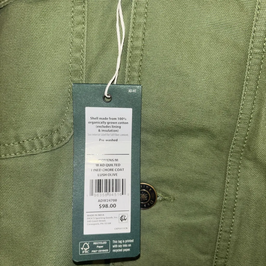 Alpine Design Women’s Quilted Chore Coat Olive Green Medium NWT - Image 3