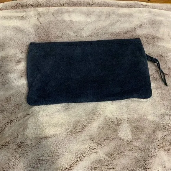 Sondra Roberts Navy Suede Clutch Boho Studded Turquoise Tribal Pattern Zip Bag - Image 3