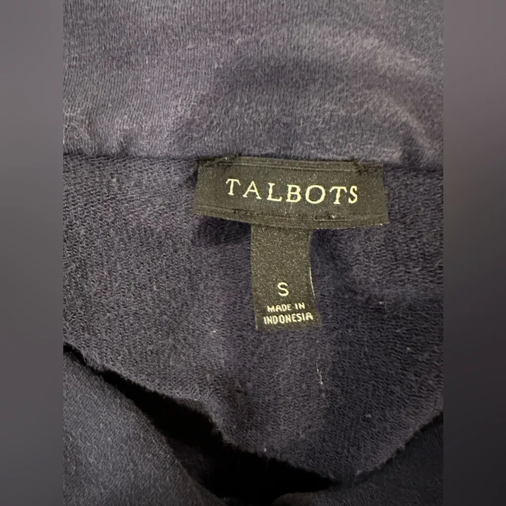 Talbots sweatshirt Navy Blue Cotton/Rayon Long Sleeve V Neck Sz S - Image 7