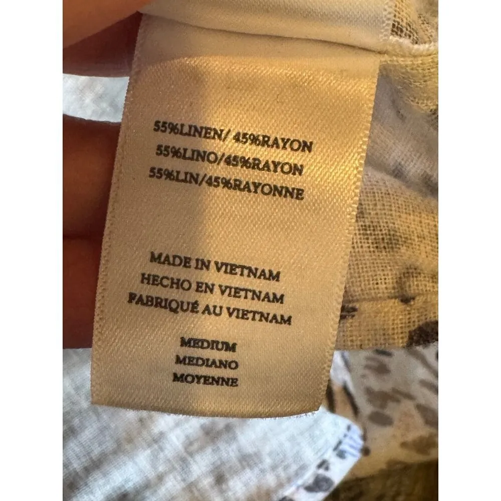 Rails Shirt Women Medium Ivory Linen Blend Thea The Rainbow Cheetah Print Blouse - Image 10