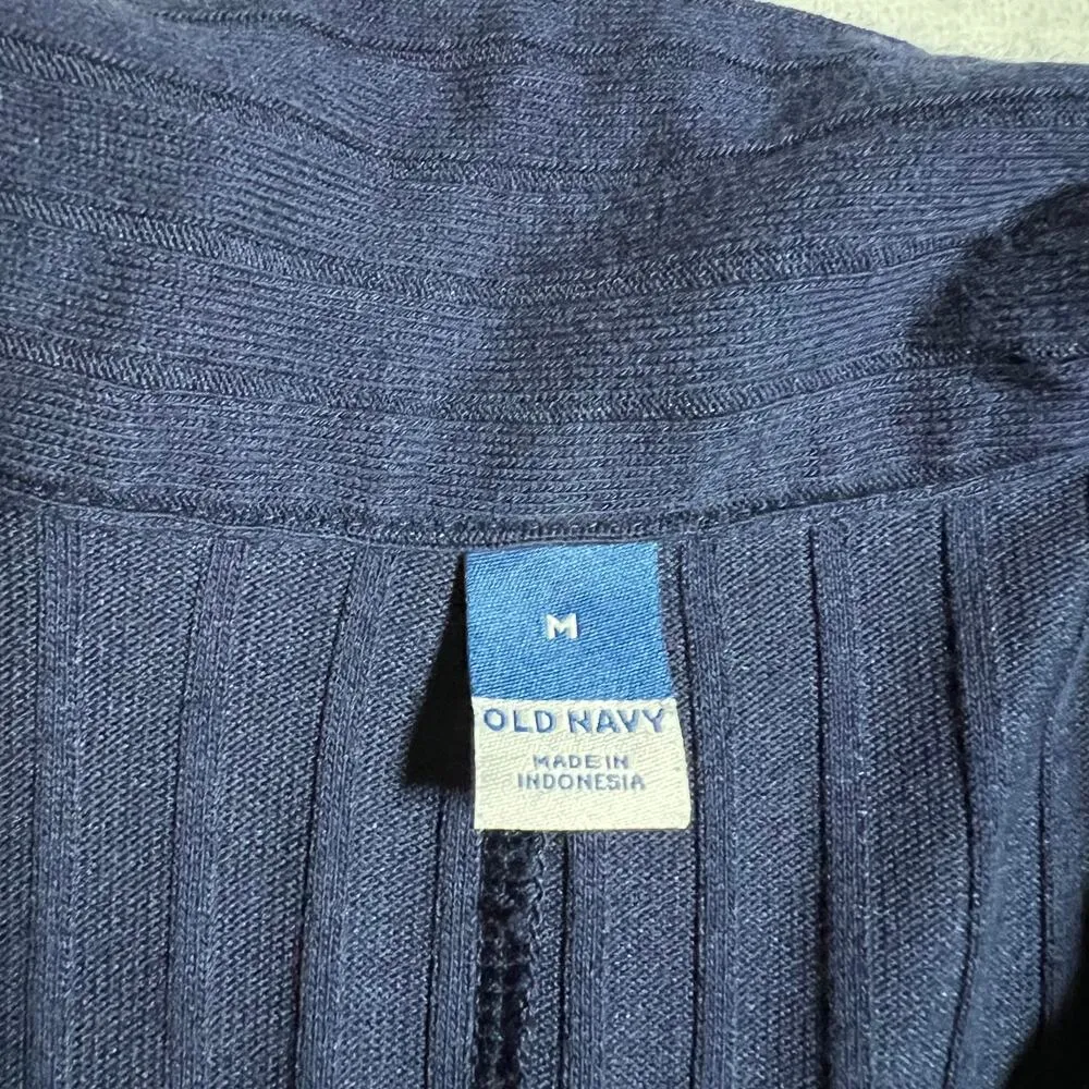 Old Navy Ribbed Quarter Button Up Shirt Dress Size Medium Effortless Knee Length - Image 4