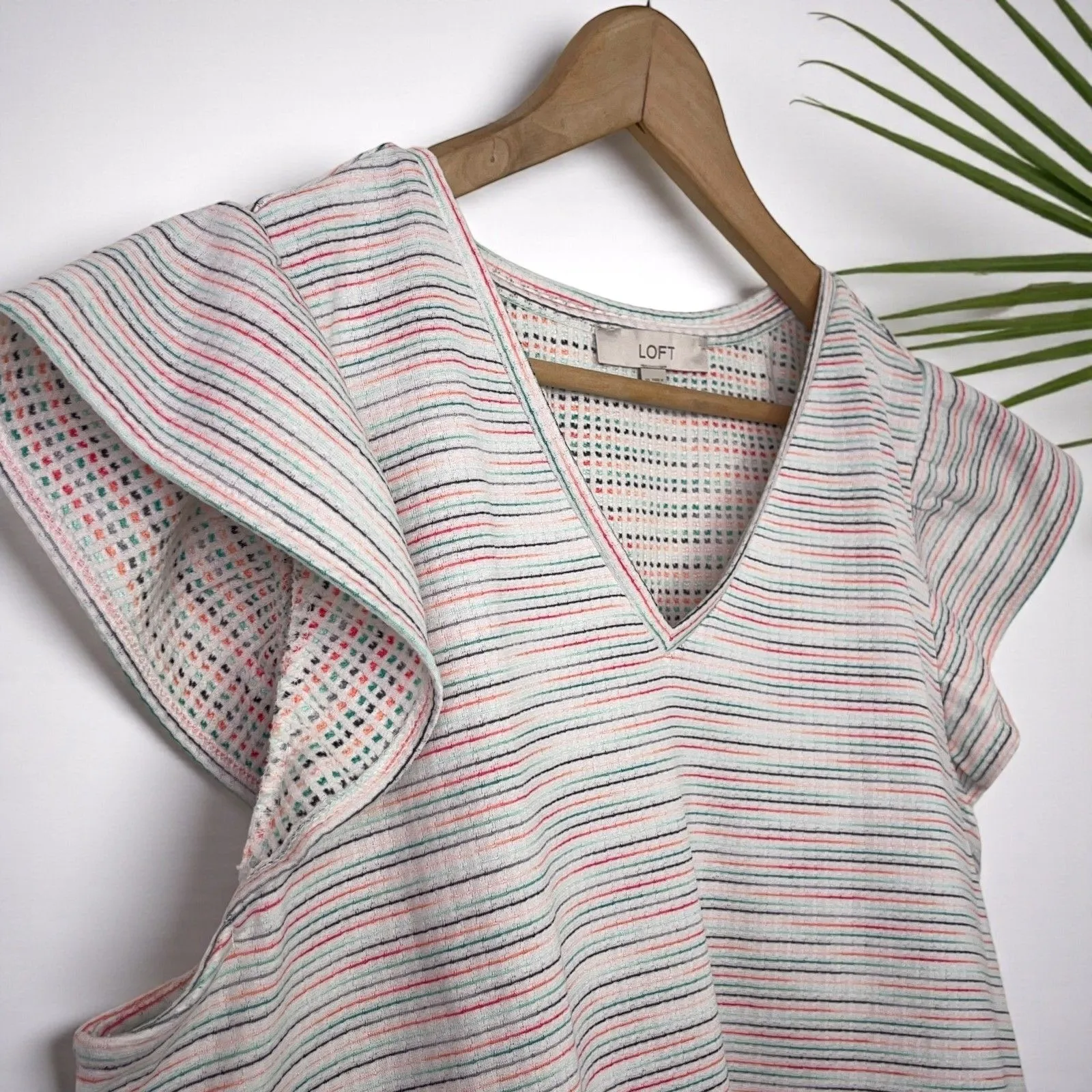 LOFT Ruffle Cap Sleeve V-Neck Swing Dress - Image 8