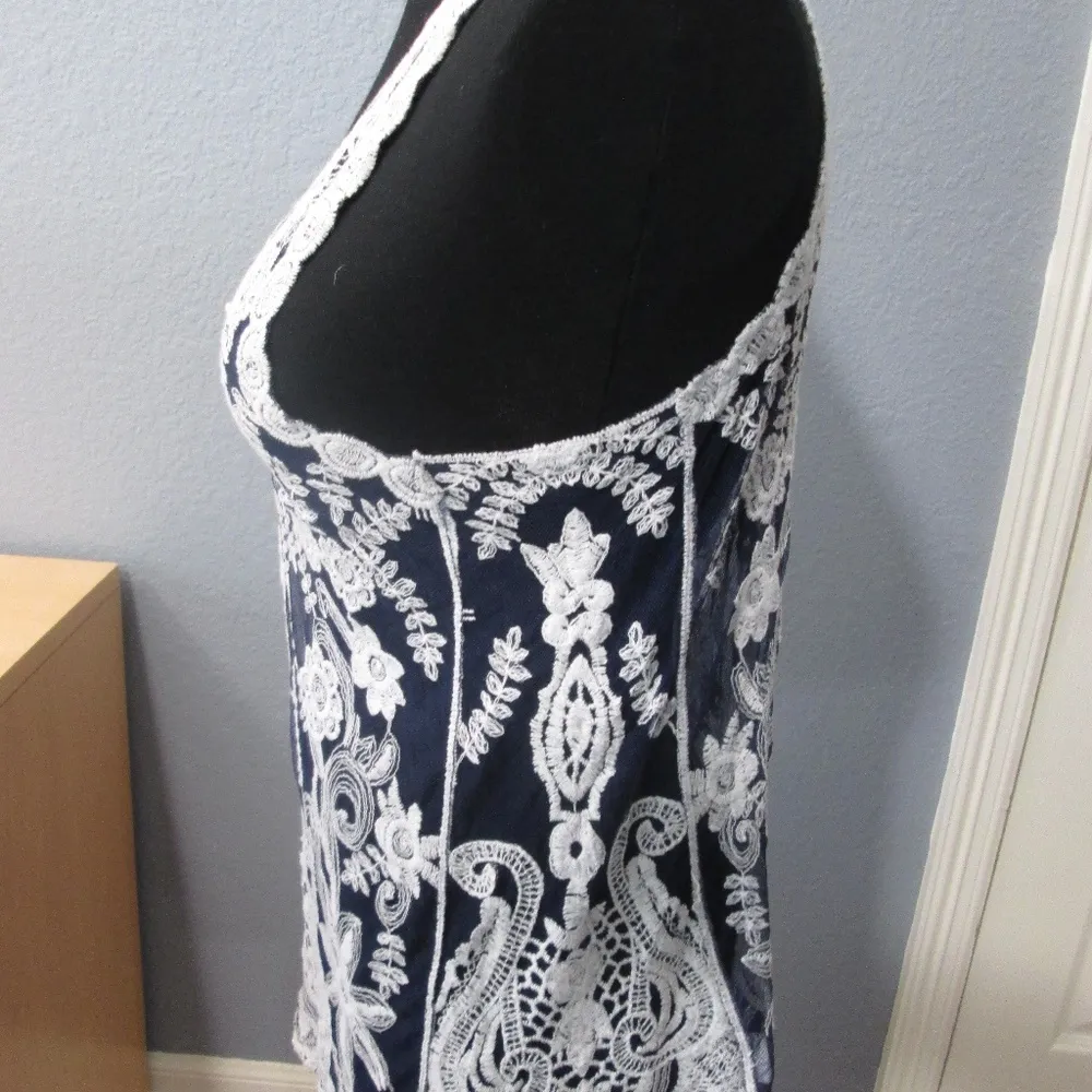 Blue lacy sheer tank top - Image 2