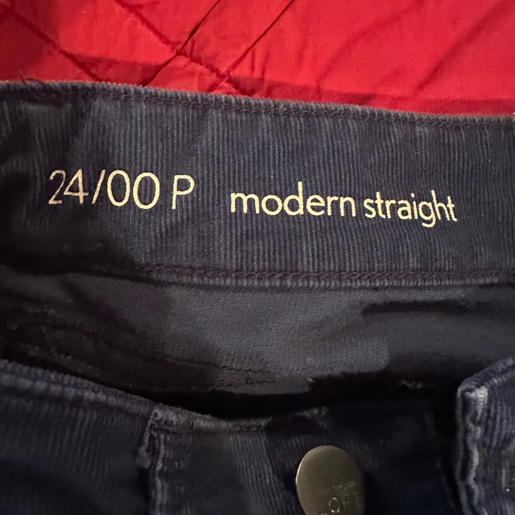 NWT Ann Taylor LOFT Modern Straight Corduroy Pants Blue 24 / 00 Petite - Image 4