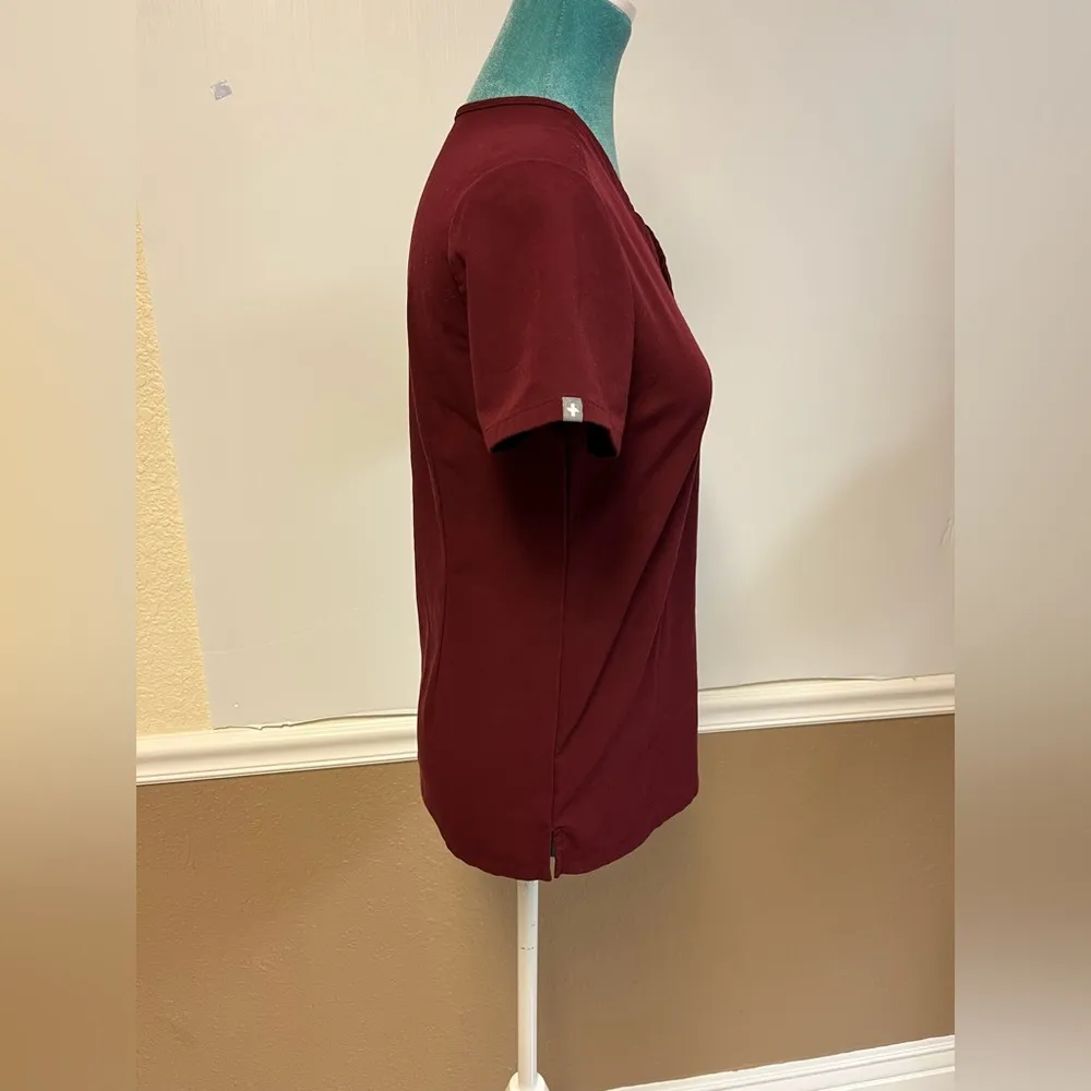 Catarina One-Pocket Scrub Top – Burgundy Size XS | EUC - Image 3