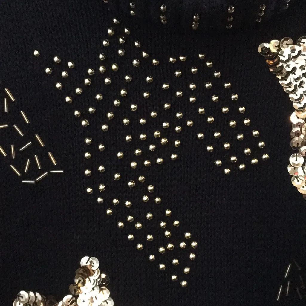 FINAL MARKDOWN Ladies Western Connection Beaded & Sequined Cowl Neck Sweater (S) Black - Image 7