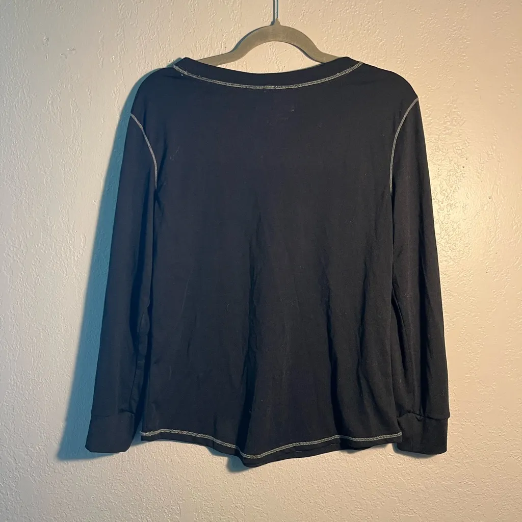 Faded Glory Black Long Sleeve Tee with Star Graphic Design SZ S 4-6 Crew Casual - Image 6