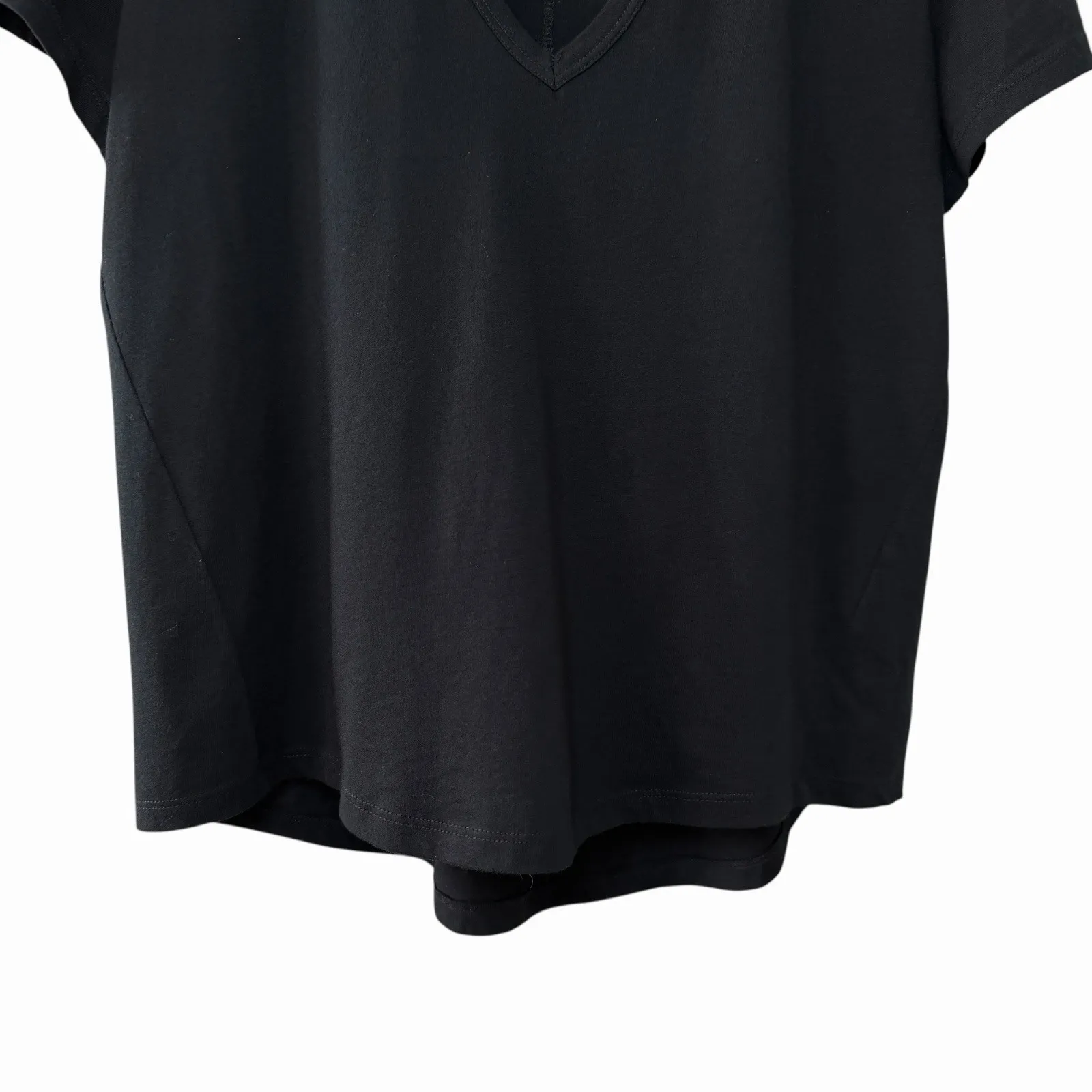 Veronica Beard Jeans Womens Cindy V-Neck T-Shirt Size L Black 100% Pima Cotton - Image 8