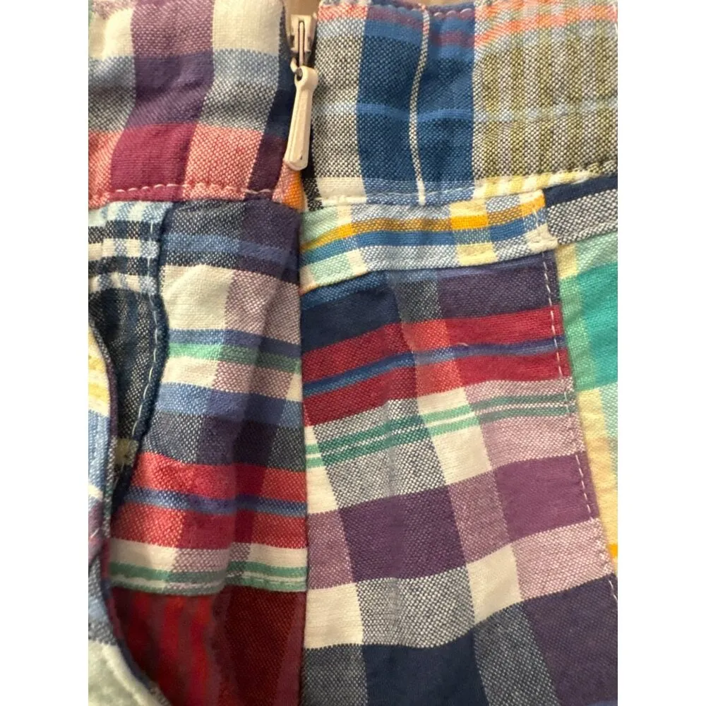 Brooks Brothers 346 Womens Madras Patchwork Skirt 6 Cotton Multicolor Preppy - Image 5