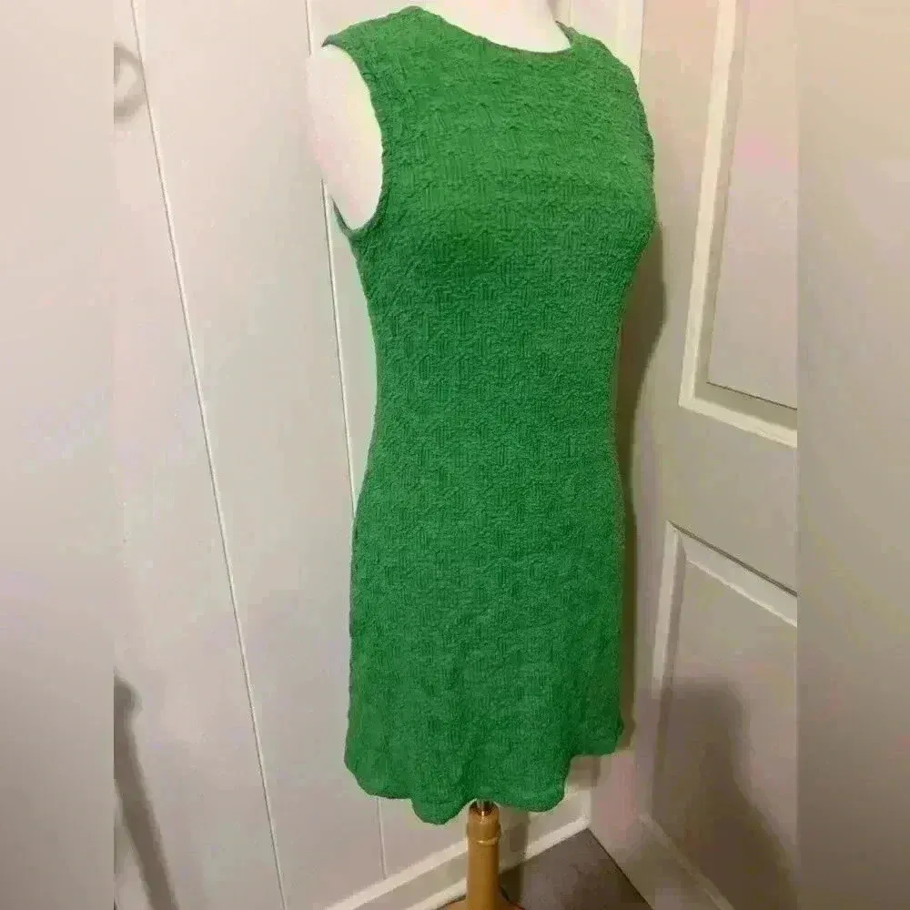 Anthropologie $128 Porridge Clothing Textured Slim Knit Green Mini Dress Medium - Image 5