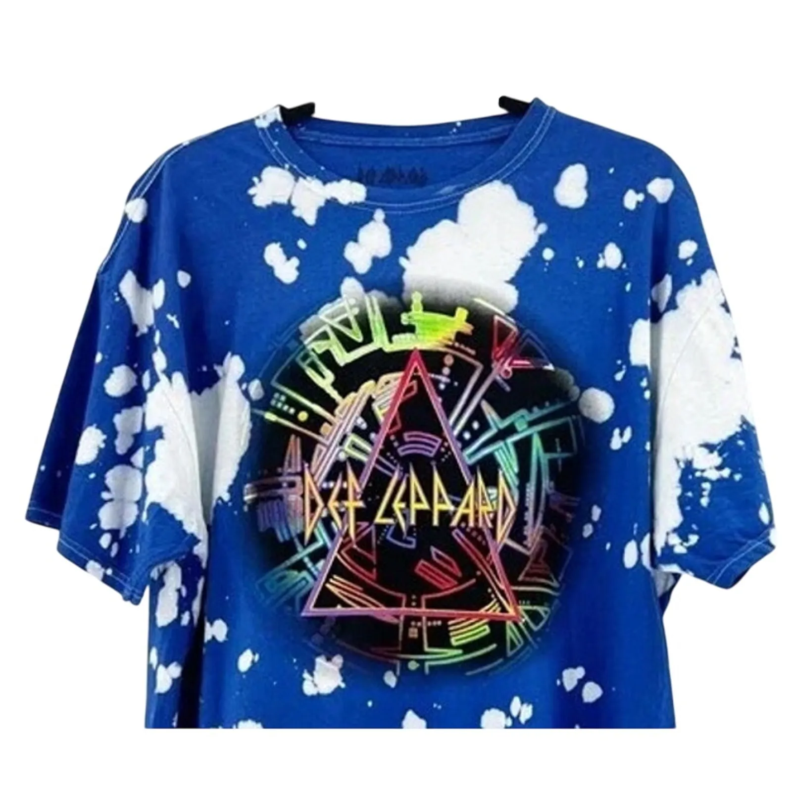 Def Leppard Vintage Style Bleached Tie Dye Graphic Unisex T Shirt M Blue Multi - Image 3