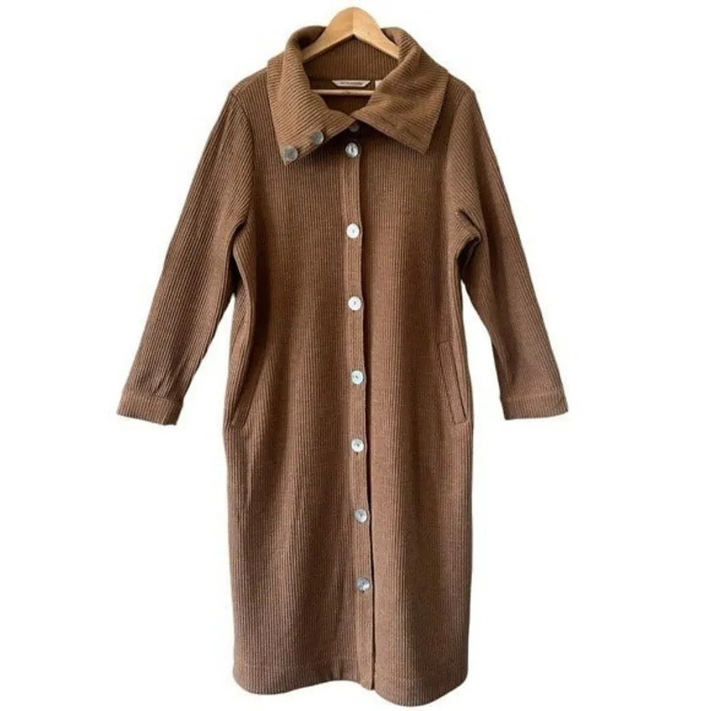 SOFT SURROUNDINGS Caline Mother Of Pearl Button Down Cardigan Brown Size L NEW - Image 3