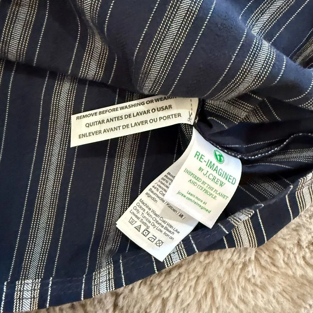 NWOT J.Crew Women Navy Striped Wrap Blazer Sz L Lightweight Career BohoChic $118 - Image 7