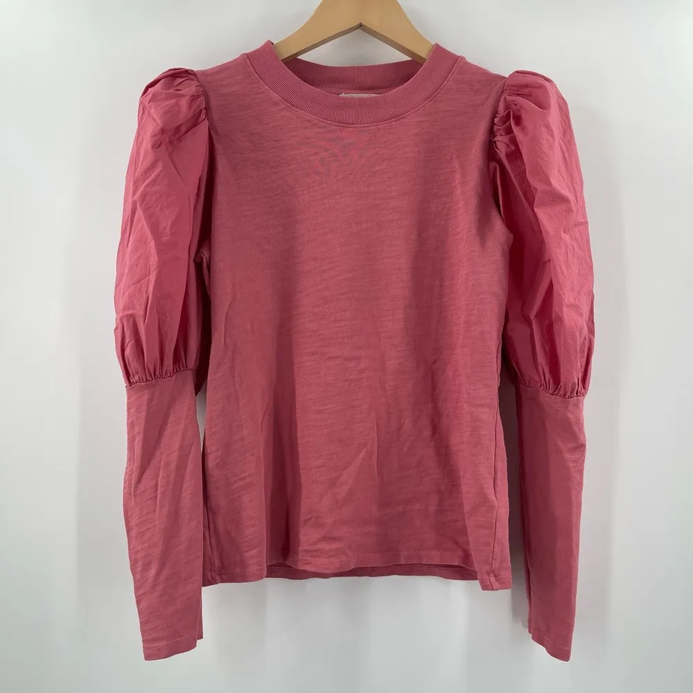 NATION LTD Top Size Small Daniella Combo Party Tee Puff Sleeve Cotton Geranium - Image 15