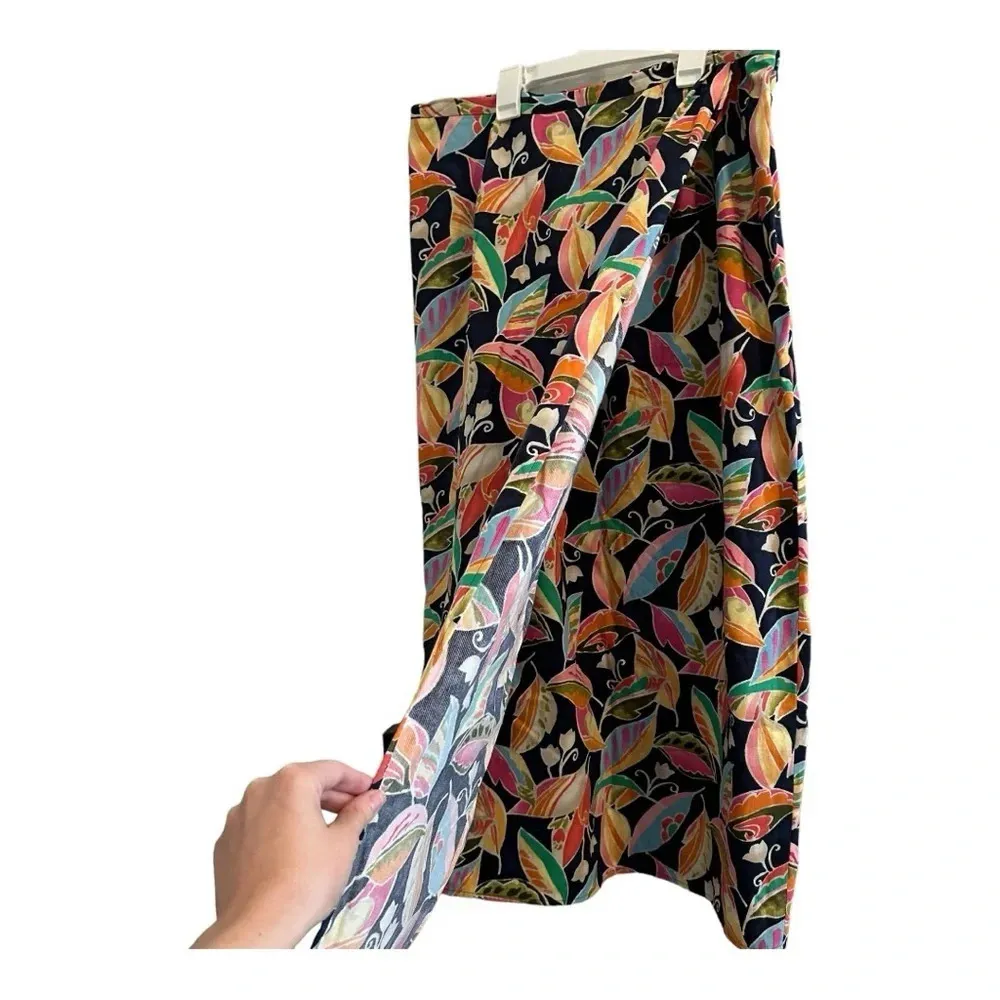 Vintage Talbots Petite Floral Leaves Wrap Cotton Skirt // Size 16 - Image 3