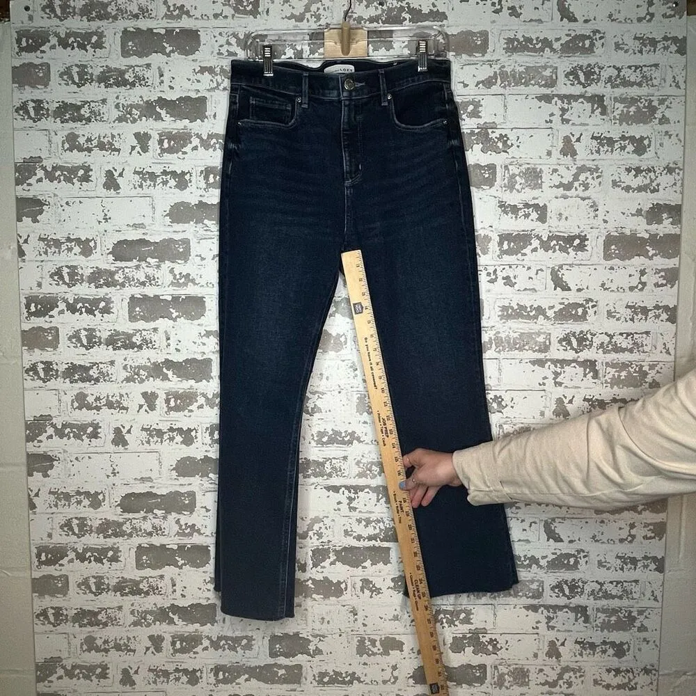 Loft | women dark wash high waist flare cropped - Image 5