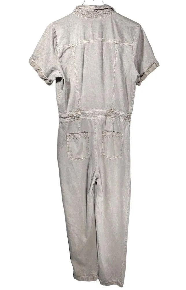 Young Fabulous & Broke Aviator Denim Jumpsuit in Taupe - Image 5